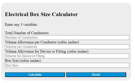 cu in electrical box|electrical box volume calculator.